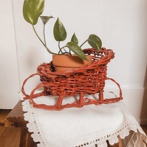 Wicker Santa’s Sleigh Plant Holder